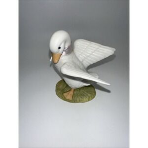 Vintage 1985 Lefton China Goose Duck Bow‎ Trinket Cottagecore Chic Figure